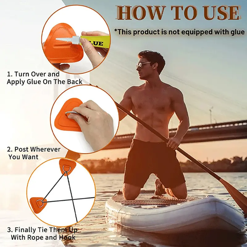 Miếng Dán PVC, cho Ván Lướt sóng, Thuyền Dinghy, với Vòng chữ D bằng thép không gỉ, Bộ dụng cụ gắn thiết bị đánh cá, Đệm vòng tam giác, Bộ dây bungee, Phụ kiện, 450701 4