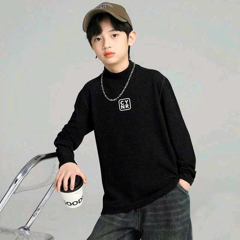 ÁO thun cổ cao dài tay bé trai vải thun lót lông dày dặn co giãn tốt Cho Bé Hoodie