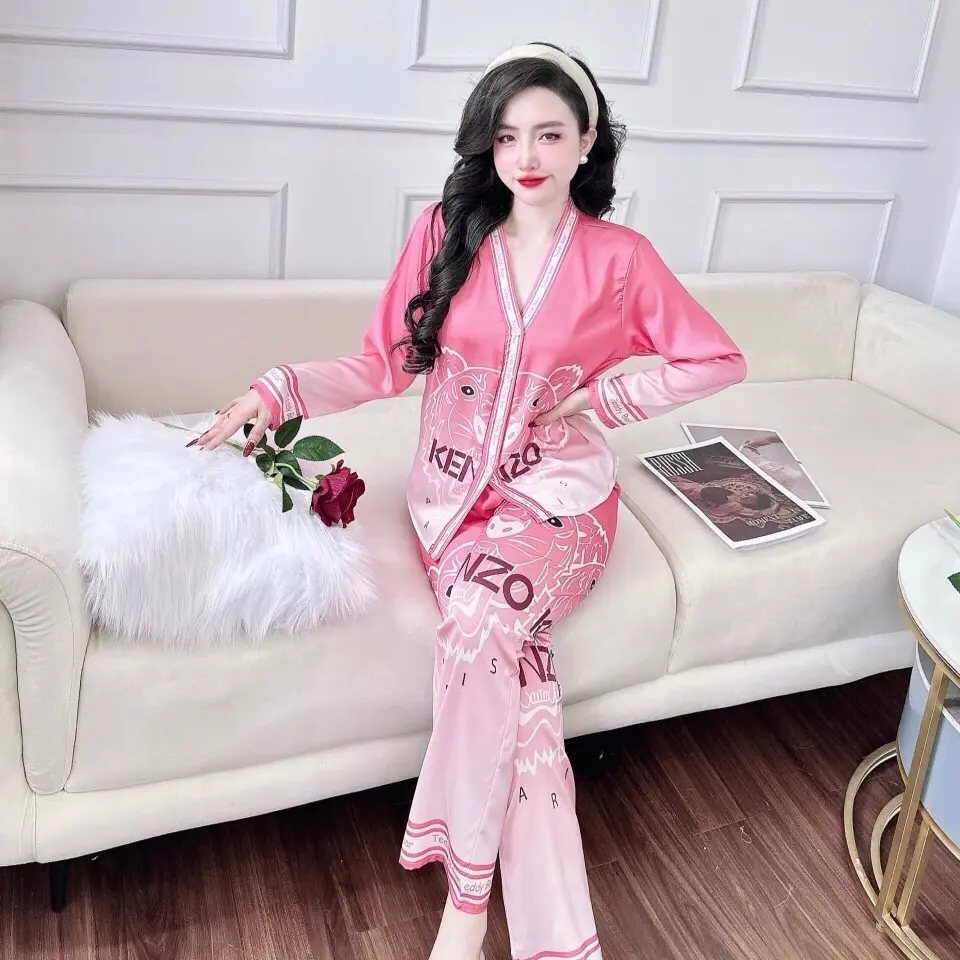 Bộ lụa pijama nữ latin TAY DÀI cổ y from 68kg