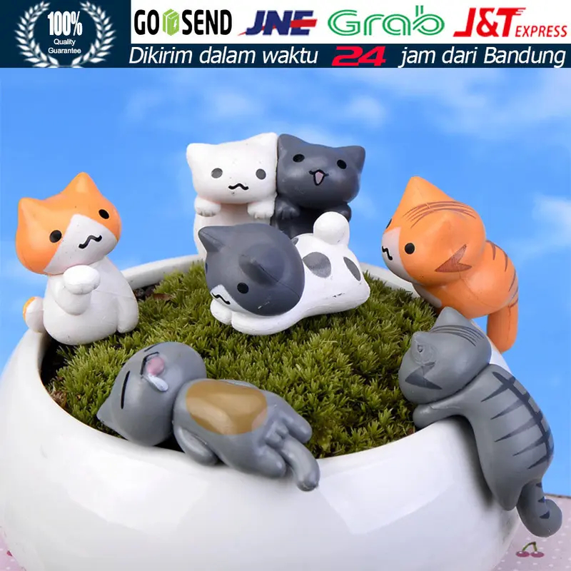 6Pcs/Set Miniatur Hewan Kucing / Miniatur Binatang Kucing / Ornaments Micro Landscape Bonsai Decoration 0