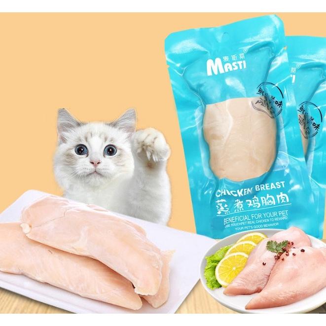 Ức gà tươi hấp ăn liền Masti cho chó mèo mọi lứa tuổi - gói 40g 2