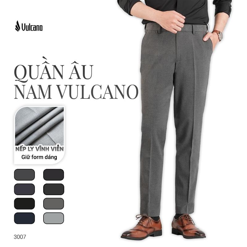 Quần âu nam trơn cao cấp Vulcano cạp chun co giãn, phom dáng Slim lịch lãm 3007 1