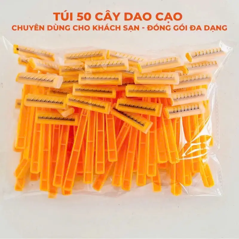 (Hàng sẵn kho)COMBO 50 Dao Cạo Cán Ngắn 2 Lưỡi , Dùng 1 lần , Chuyên Dùng Cho Khách Sạn 1