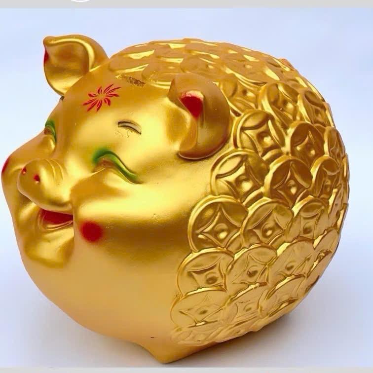 Heo Đất Lợn Đất Tiết Kiệm Nhím Đồng Tiền Vàng Cỡ Vừa Siêu Đẹp 5