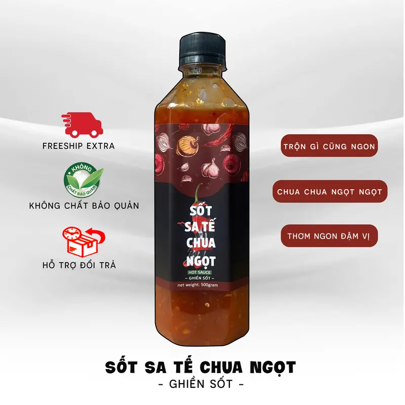 [Sốt Trộn Mì] Sate Chua Ngọt ( ít cay ) 500gr [ Trộn Mì - Hủ Tiếu - Sợi Phở ] Ghiền Sốt Nước Sốt Gia Vị sốt  trộn 0