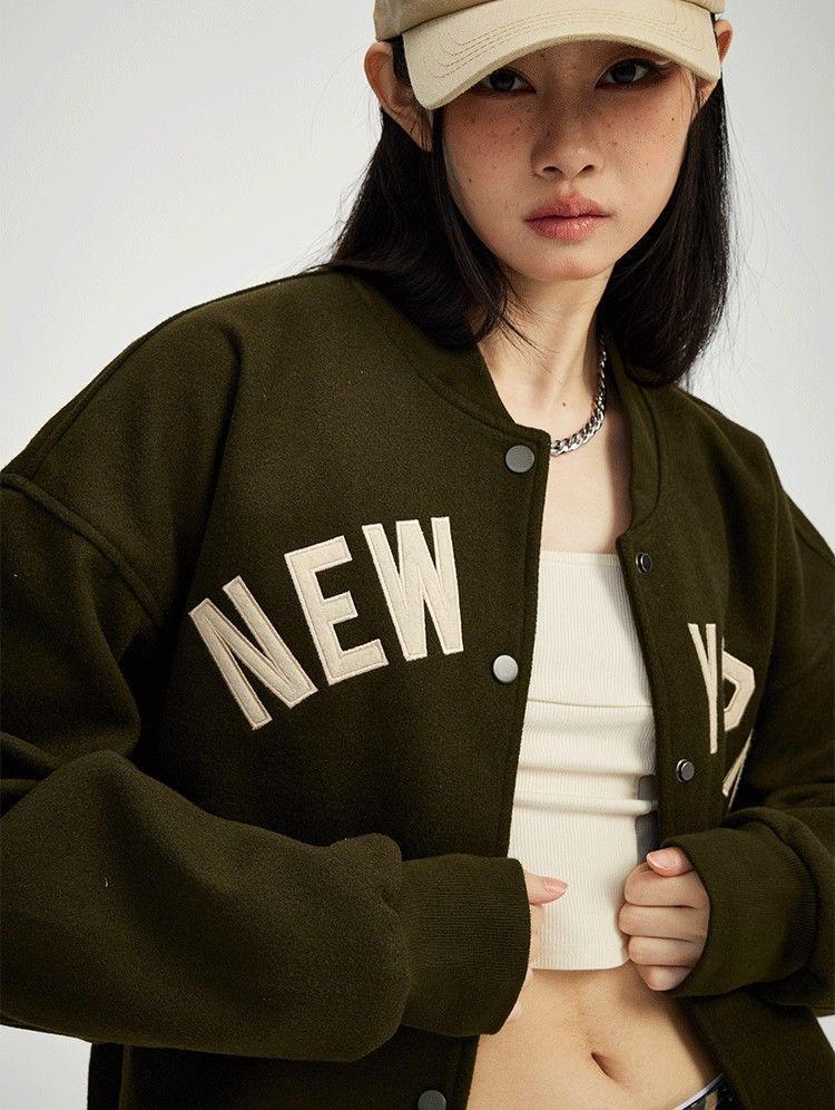 Product Introduction of Menswear Jacket Trendy Spring and Autumn New Basic Short [NewYork] Printed Jacket Men & Women Trendy Baseball Jacket Cotton and Thickening 2