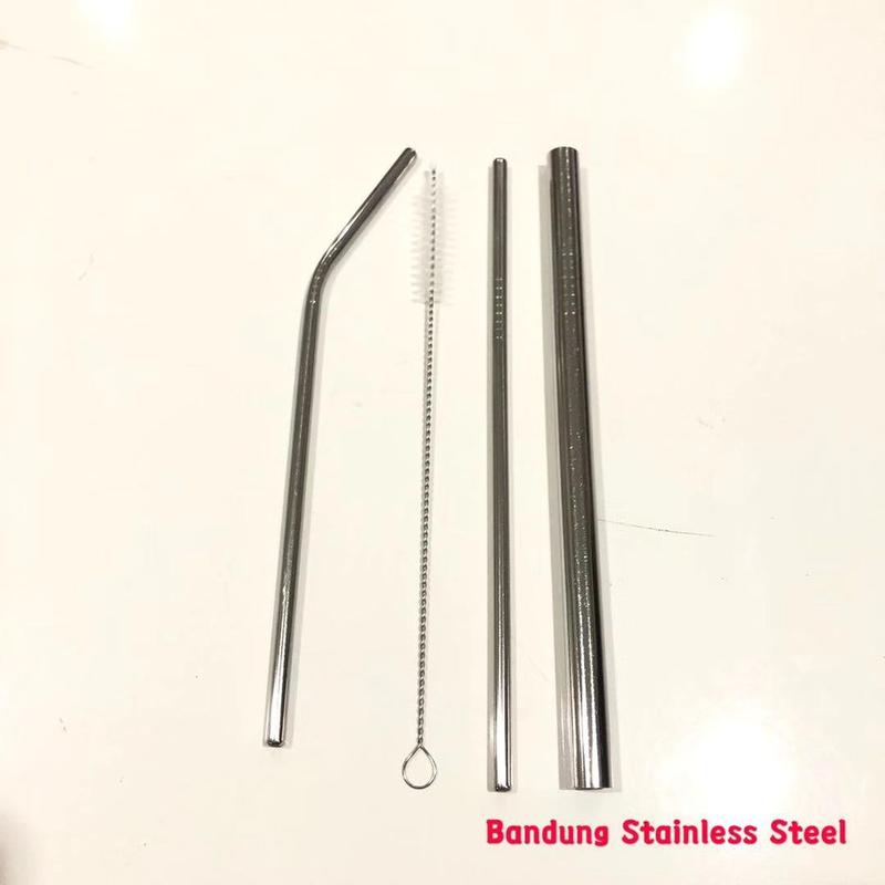 Sedotan set 4 in1 22cm Bubble Lurus Bengkok stainless denagn sikat 0