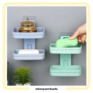TSA (COD) Tempat Sabun Batang 2 Tingkat Kotak Sabun Kamar Mandi 2 Susun Rak Kamar Mandi Tempat Sabun Tempel
