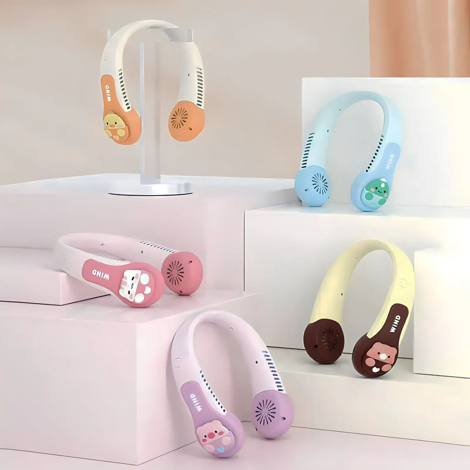 Quạt đeo cổ tích điện không cánh hình con vật xinh xắn cute mới 2023