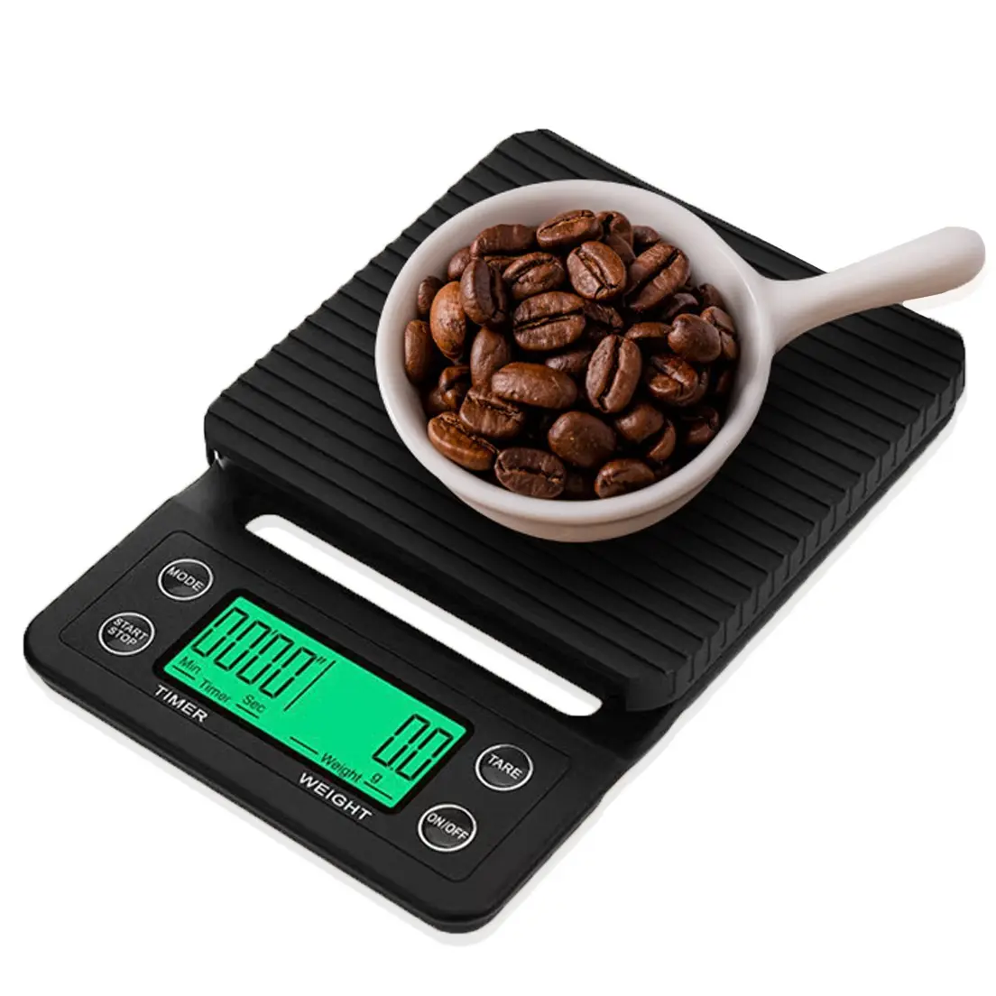 ตราชั่งตวงกาแฟ เครื่องชั่ง 5กก/0.1กรัม พร้อมตัวตั้งเวลา coffee scale ระบบชั่งน้ำหนักและจับเวลาในตัว