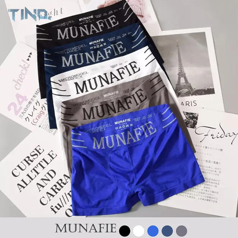 [ส่งฟรี] TINO.(5 ชิ้น/สีต่างกัน) MUNAFIE Boxers กางเกงบ็อกเซอร์ชาย กางเกงในชาย  [สินค้าพร้อมส่ง / กทม]