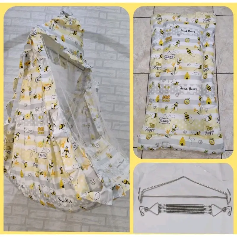 ayunan kelambu ayunan motif 5in1  set lengkap per  hanger segitiga besi 6