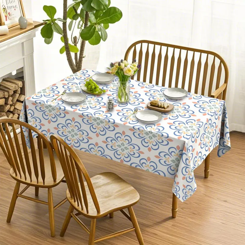 Floral Pattern Tablecloth, Rectangular Tablecloth, Table Cover for Home Kitchen Dining Room, Table Decorations for Outdoor Camping 1