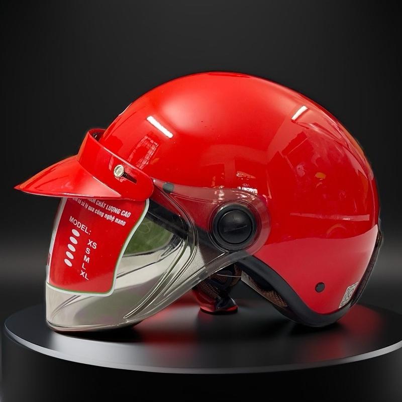 Mũ bảo hiểm nửa đầu Sundy A33C, kính dài chống bụi và mưa, có mái che nắng, free size cho vòng đầu 54-58cm, bảo hành 12 tháng Helmet