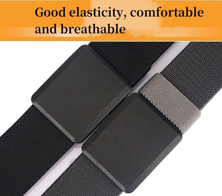 Product Introduction of Metalless Elastic Belt for Men and Women Premium Plastic Buckle Stretch Casual Belt 120cm Jeans Girdle Male 9
