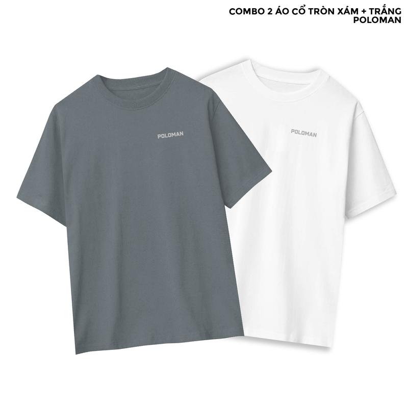 Áo thun trơn cổ tròn Poloman Full Combo vải cotton co dãn thoáng mát trẻ trung thanh lịch Menswear