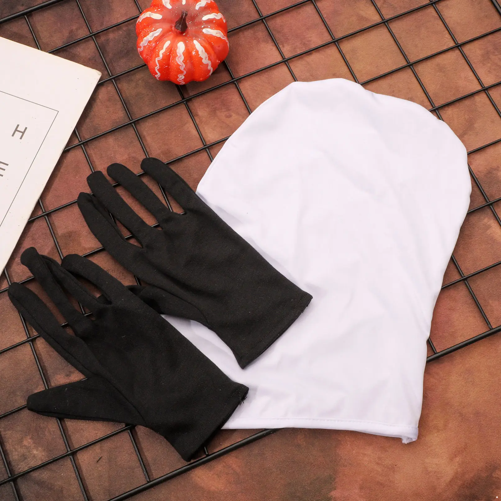 TiaoBug Hood Mask And Gloves Set Breathable Full Face Mask Headgear Full Finger Gloves for Halloween