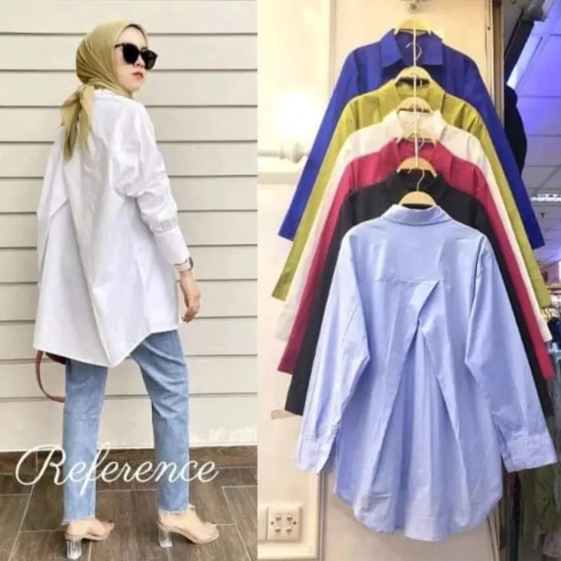 Kemeja blus belah belakang pololinen premium 0