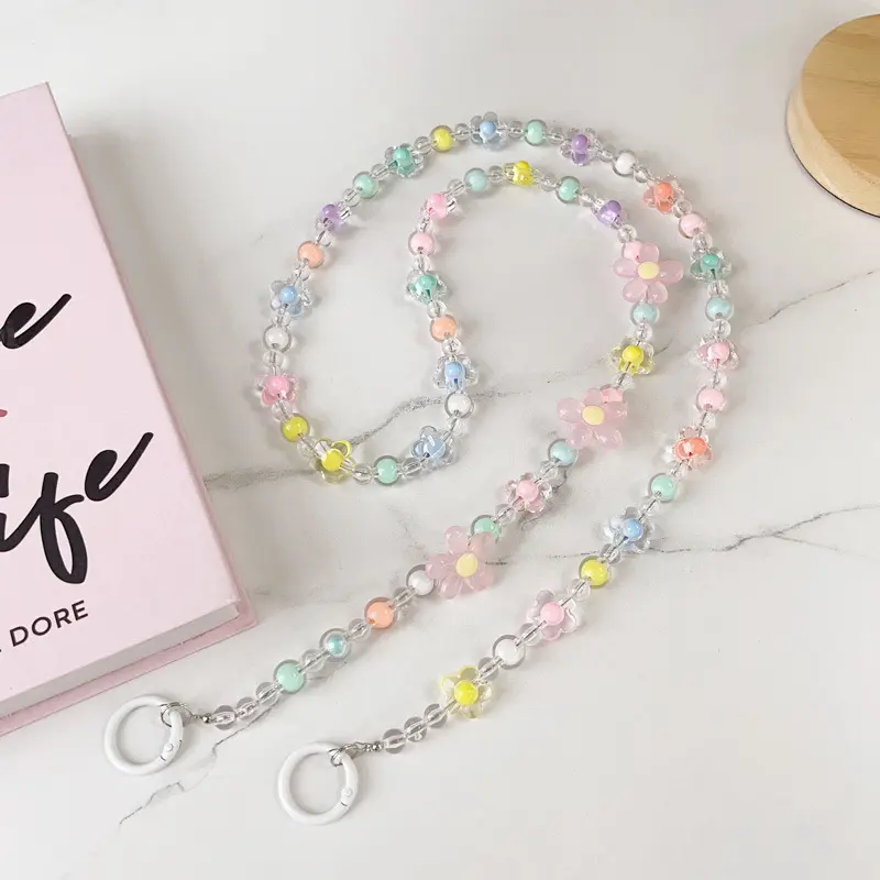 Ốp Điện Thoại Vòng Tay Dây Đeo Nghiêng, Thiết Kế Hoa Nhỏ Dây Xích Đeo Chéo, Dây Xích Đeo Vai Đơn Acrylic, Dài 1,1 Mét, Thích Hợp Cho Người Lớn Và Trẻ Em, Với Dây Đeo Dây Đeo