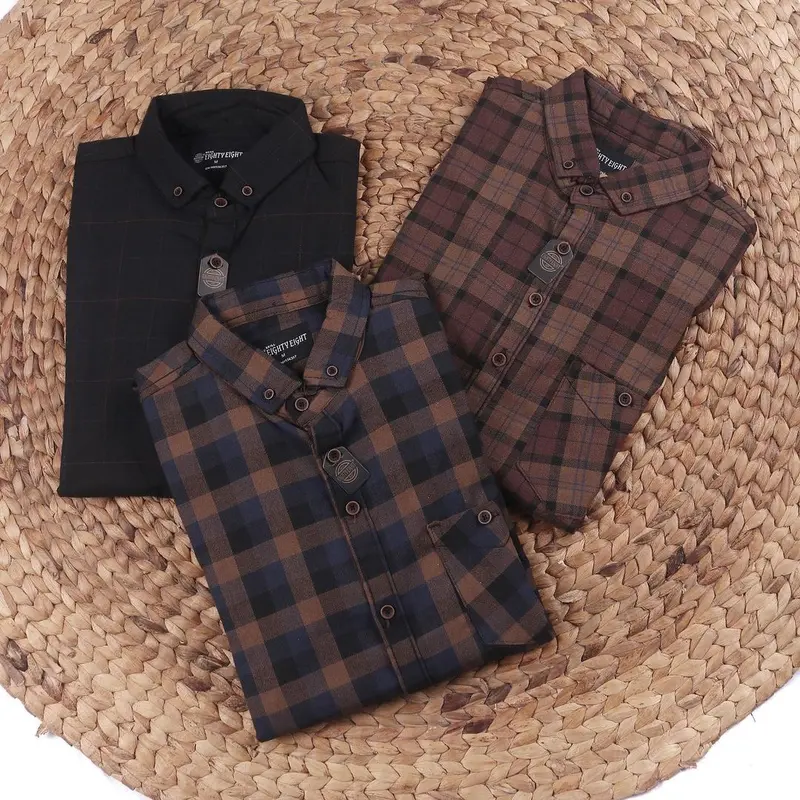 Kemeja Flanel Pria Lengan Panjang Brill Eighty Eight Premium Unisex Motif Kotak 1