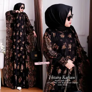 Hitara Kaftan Rayon Jumbo Motif Batik Bunga Melati Busui Lengan Panjang - Muslim Wanita