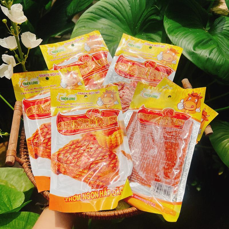 25 gói Snack hương bò thơm cay, Gói bò miếng tuổi thơ, đồ ăn vặt ngon rẻ