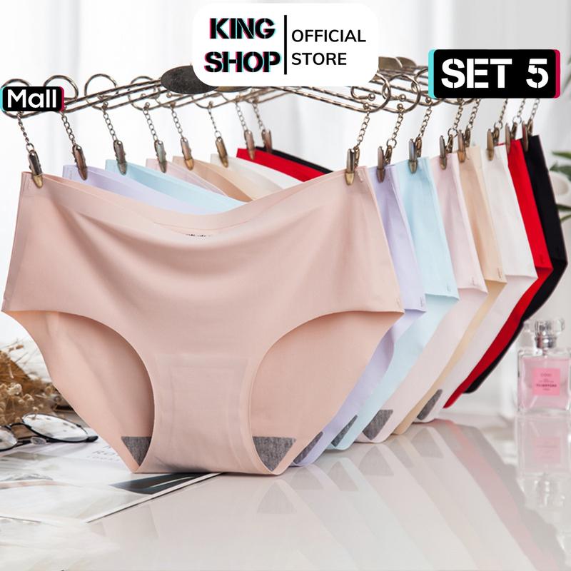 Set 5 Quần Lót nữ đúc su mỏng mịn đáy kháng khuẩn co dãn ôm mông sexy KING SHOP Women Cạp Cao Màu Trắng quần  simple không viền L840