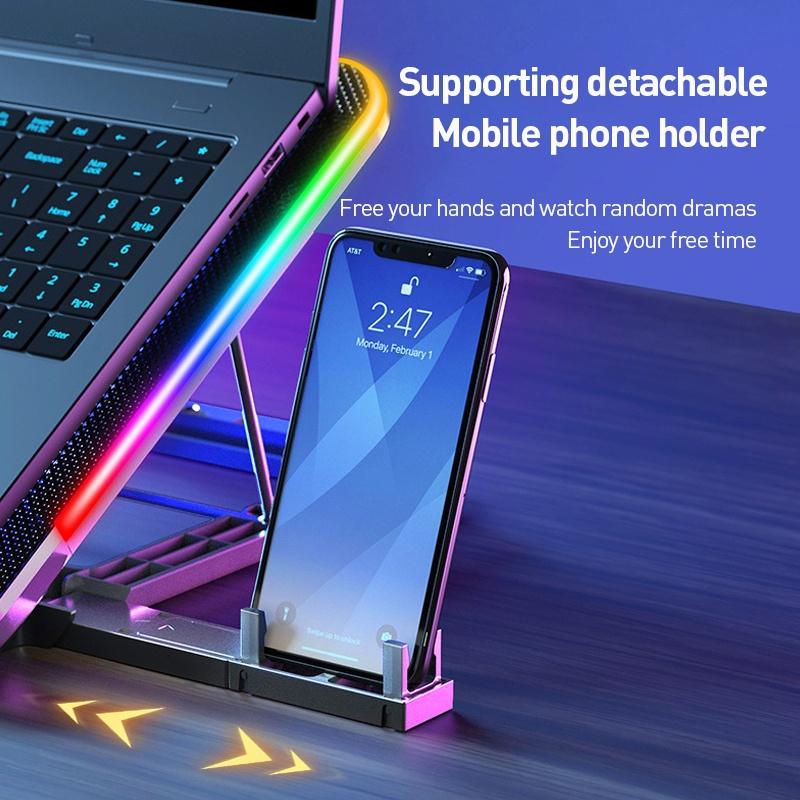 Cooling Pad Laptop Fan Portable 2/6 Fans LED Silent Noise Cooler Foldable 9"-17" LED Light Fan Adjustable Height