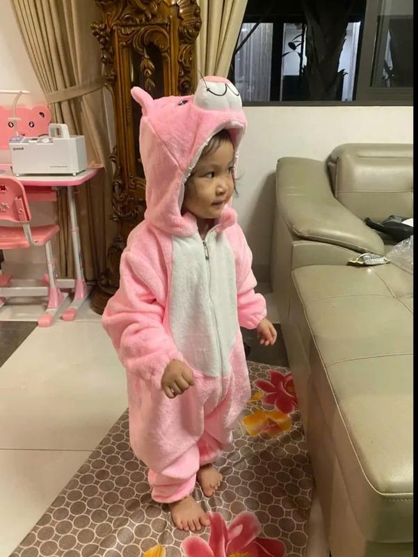 body lông nhung hình thú Mèo Hồng dành cho bé từ 4-30kg Voi 1