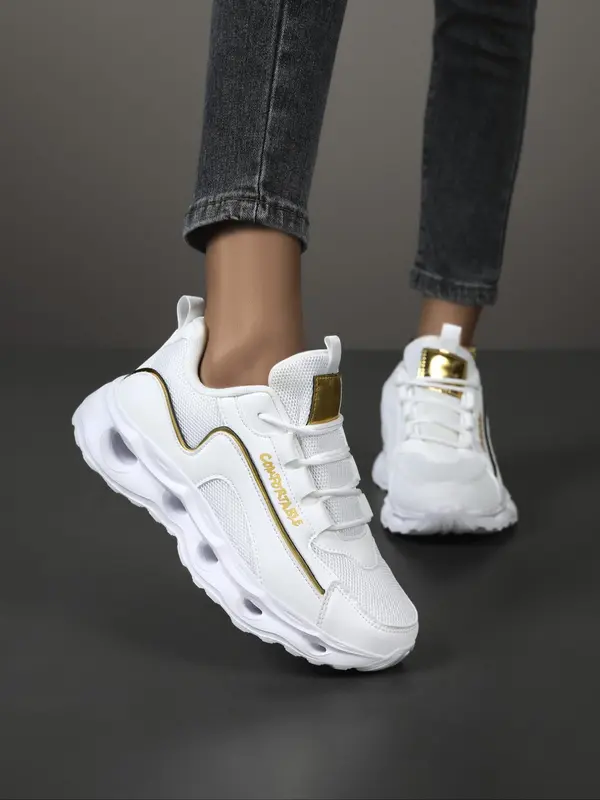 Women's Fashionable Lace Up Platform Sneakers, Casual Comfortable Breathable Sports Running Shoes, Female All-match Round Toe Sneakers for Daily Wear 3