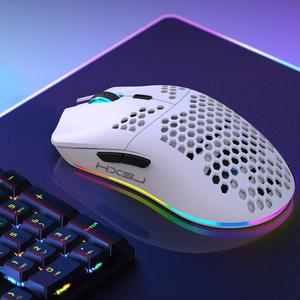 HXSJ ワイヤレス ゲーミング マウス、ハニカム 2.4G USB 充電式マウス、RGBライト付きデスクトップ/ノートパソコン/PC/MAC用ゲーミングマウス