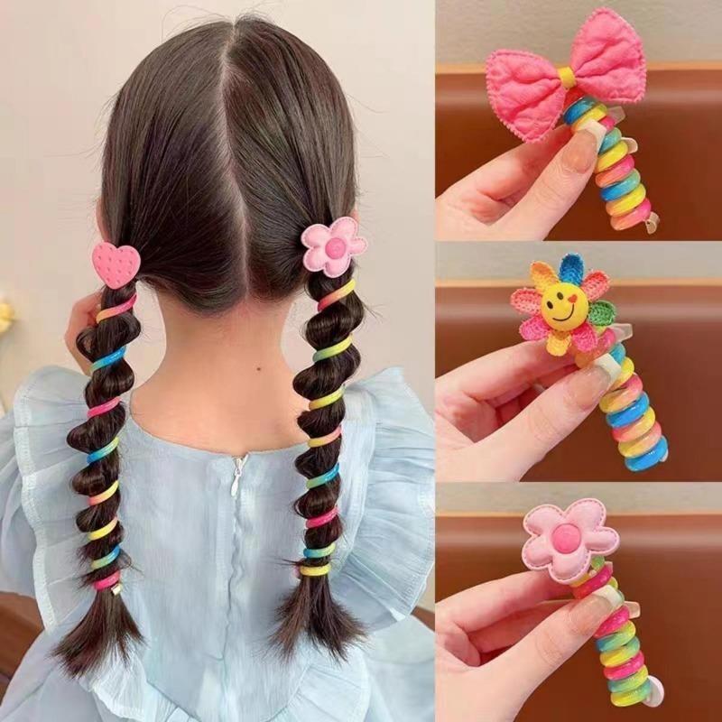 Dây Cao Su Đàn Hồi, Dành Cho Bé Gái, Dây Buộc Tóc Dây Điện Thoại Trẻ Em, Dây Buộc Tóc Cuộn Xoắn Ốc, Dây Buộc Tóc, Phụ Kiện Tóc Đuôi Ngựa, Bán Chạy 5