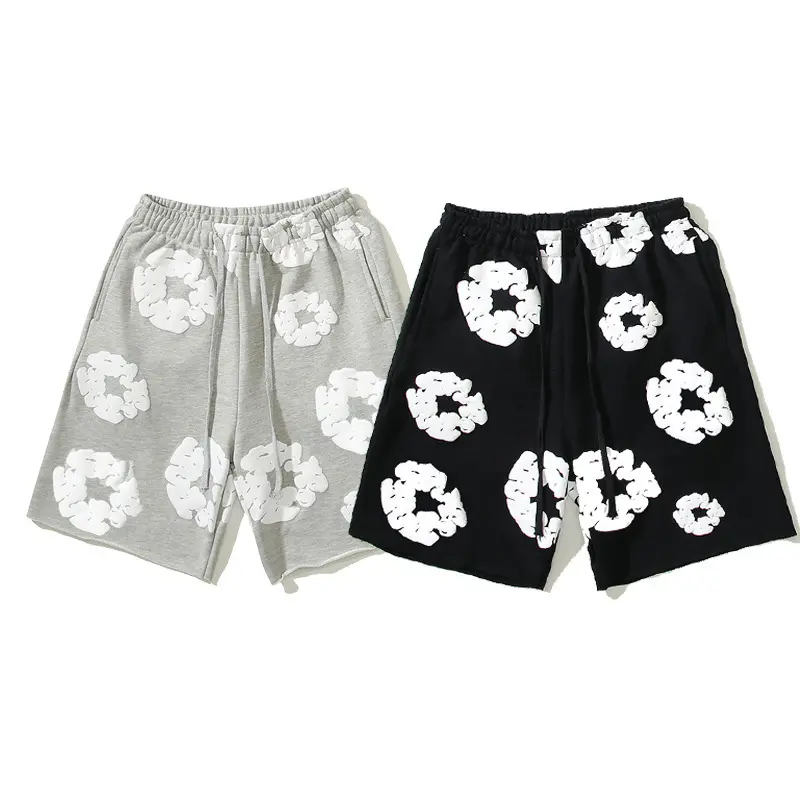 Denim Tears Big Talker Kanye Same Style Kapok Full Printed Puff Print Men's Loose Summer Casual Shorts