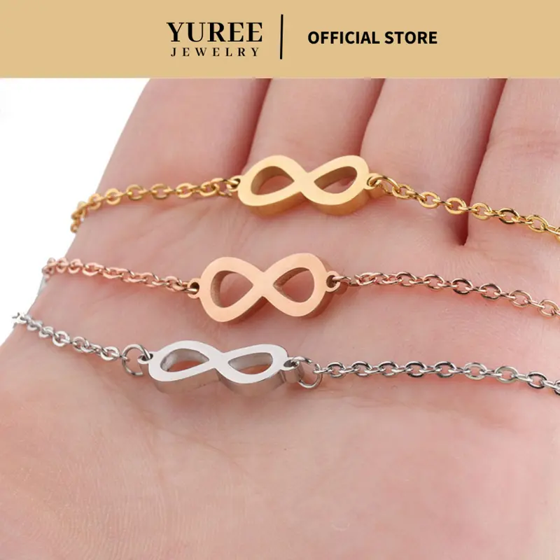 YUREE • Infinite Bracelet • Perhiasan Gelang Infinity Titanium • Gelang Infinit Stainless Steel • Gelang Wanita Anti Hitam Anti Karat Aesthetic Korean Style Elegan Simple Mewah 1