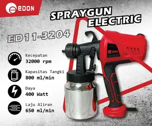 EDON SPRAYGUN ELEKTRIK SEMPROTAN CAT LISTRIK JP11 3204 MDON EDON ED11 3204 Kontrol Aliran Otomatis Airbrush Semprotan Mudah dan Regulasi Bersih untuk Furnitur, Dinding, Pagar, Mesin Mobil