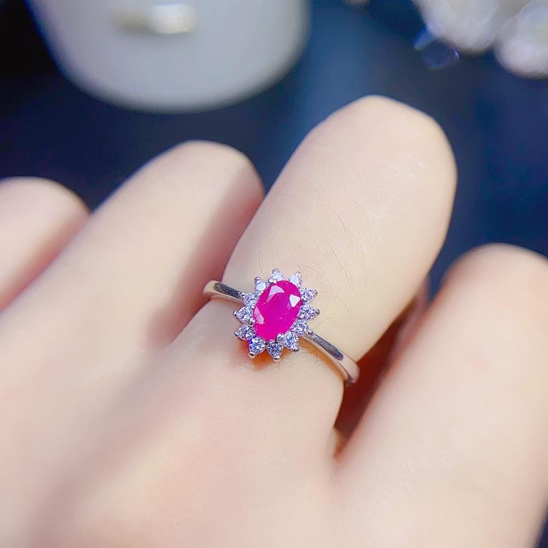 Product Introduction of Natural Colored Gemstones - Promotion - Big Diamond DIY New Natural 4 * 6mm Ruby Set 925 Silver Ladies - 2025 New Hot Sale (Weddings, Friends, Couples Gifts) 4
