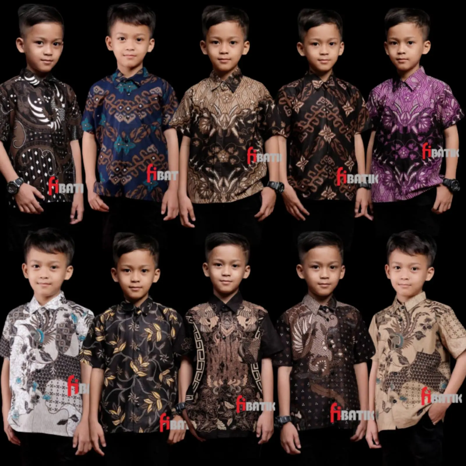 hem batik anak usia 1-12thn Motif Baru Kemeja Batik Cowok Bahan Katun halus