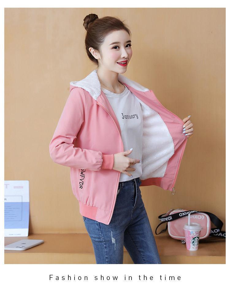 Product Introduction of Áo Khoác Có Mũ Trùm Đầu, Lót Lông Cừu, Dày Dặn, Hàng Mới Về Thu Đông 2020, Áo Khoác Ấm, Dành Cho Nữ, Phong Cách Hàn Quốc, Dáng Rộng Vừa Vặn, Dễ Phối Đồ, Thích Hợp Cho Thể Thao Và Thời Trang 26