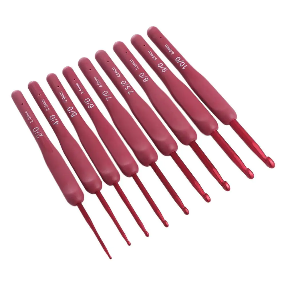 Knitting Sewing Tool 2mm-6mm Crochet Hooks Premium Aluminum Cushioned Handles Knitting Needles Sweater Weaving DIY Crochet Needles Mom's Gift