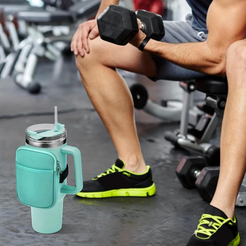 Product Introduction of Water Bottle Pouch, 1 Count Tumbler Pouch with Pocket, Portable Bottle Body Storage Bag for Cards, Keys, Wallet, Earphone, Drinkware Accessories 5