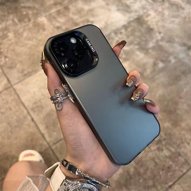 เคสโทรศัพท์มือถือ ซิลิโคนแข็ง  กันกระแทก หรูหรา สําหรับ สีดำ  IPhone 12 7 15Plus 14 13 11 Pro MAX 8 6 7 6S Plus X XR XS หน้าจอ 2
