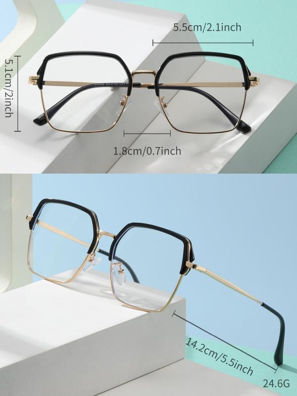 Simple Anti-blue Light Eyeglasses for Everyday Use, Basic Square Frame Fashion Eyeglasses for Women & Men, Fashion Eyeglasses for Daily Clothing Decor 3