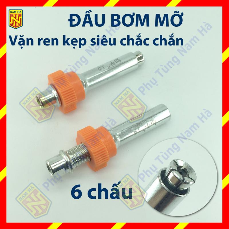 Đầu bơm mỡ vặn ren khóa 6 chấu kẹp giữ vú mỡ siêu chắc, dùng cho bơm mỡ cầm tay bơm hơi khí nén bơm mỡ pin