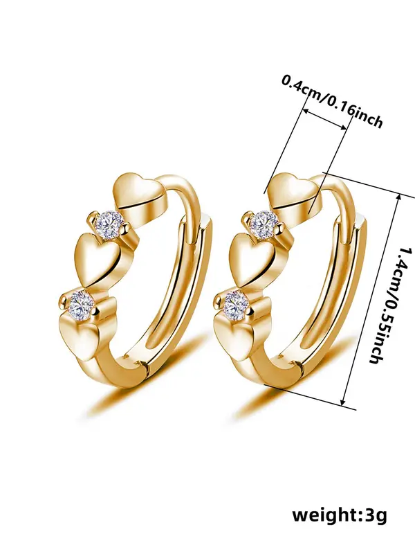 Cute Rhinestone Decor Heart Shaped Earrings As Gift for Girlfriend, Elegant Fashion Hoop Earrings, Anniversary Wedding Party Vintage Jewelry As Gifts for Women, Valentine's Day, Gift 4