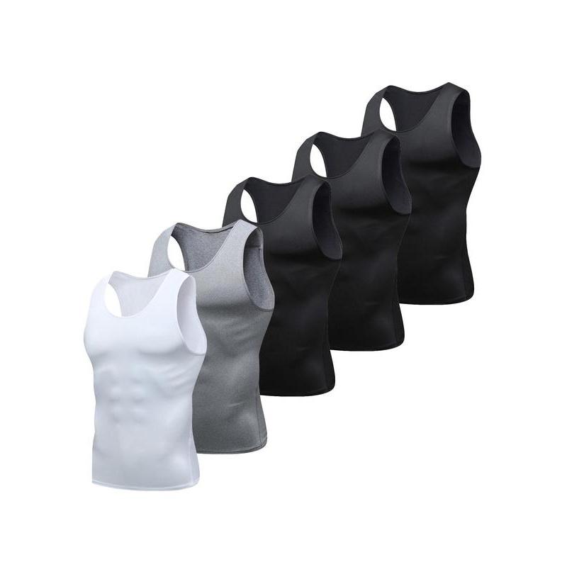 Men's Solid Compression Tank Top, Quick Drying Breathable Shaper Top, Men's Dry Fit Sleeveless Sports Top for Men, Waist Trainer, Athletic Workout Gym Exercise Clothing 3