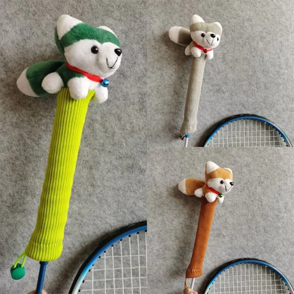 New Husky Dog Badminton Racket Handle Cover Cartoon Anti Slip Racquet Grip Protector with Drawstring Plush Doll Grip Protectors Handcraft Gift