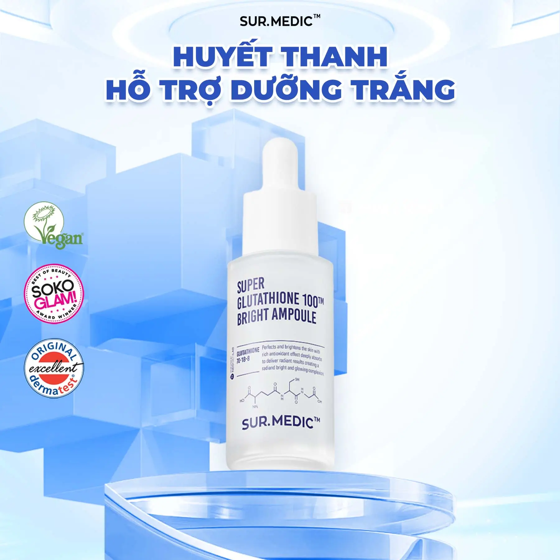 KOL - Huyết Thanh Hỗ Trợ Dưỡng Trắng Surmedic Super Glutathione Bright Ampoule 32ml