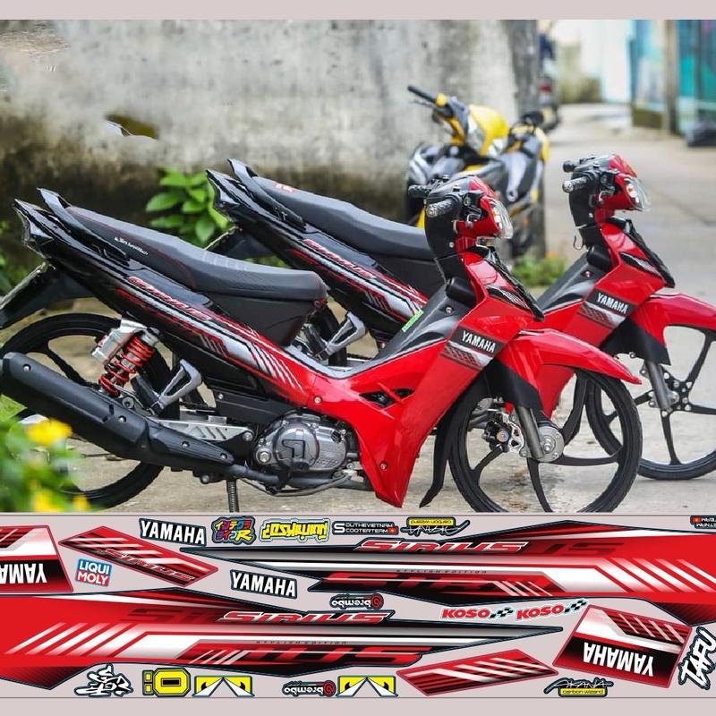 Tem xe sirius cho xe đỏ đen tem chế Decal chống nước bền màu - Nhãn Dán