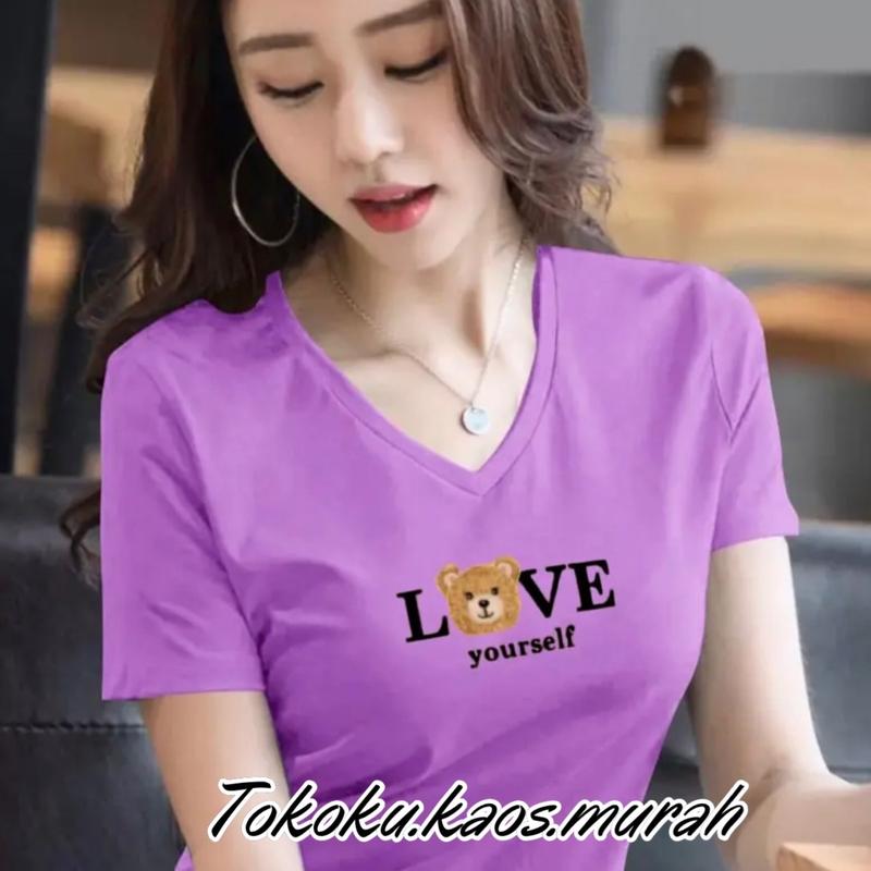 3 PCS ATASAN WANITA LEHER V-NECK CUMA DI HARGA 50 RIBU KAOS LOVEYOURSELF 1
