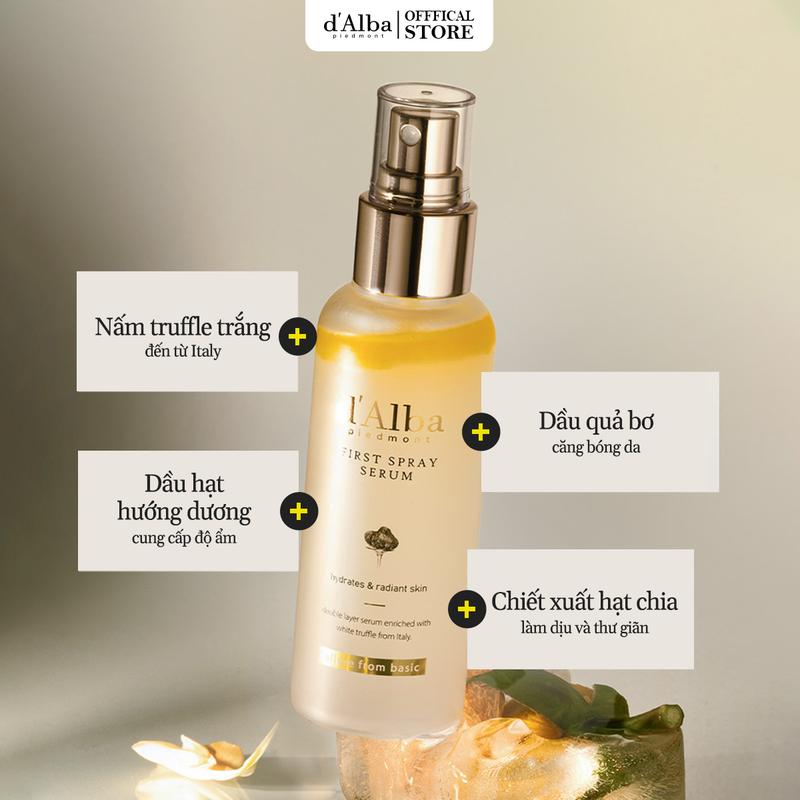 [CB100ml&50ml] Combo Serum dạng xịt [First Spray] d'Alba White Truffle 100ml & Kem chống nắng d'Alba Waterfull Tone-Up Sun Cream 50ml Skincare 8